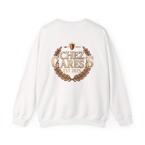 Copy of Spartan Warrior Crewneck Sweatshirt — Chez Cares Crest Back Graphic