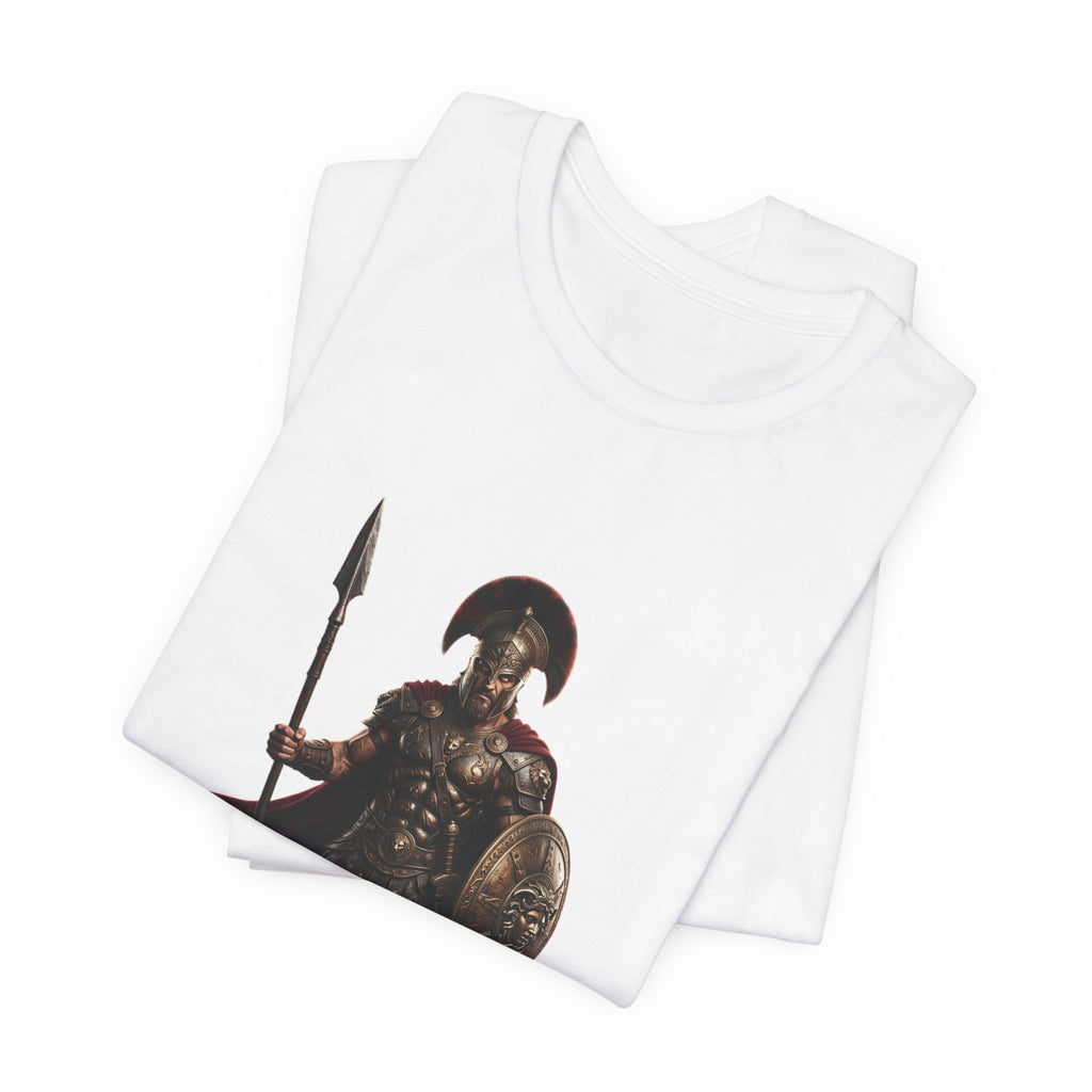 Spartan Warrior Graphic Tee - Ancient Greek Helmet & Spear Shirt